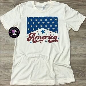 Bella Canvas Cream Tee with Blue and Red America design